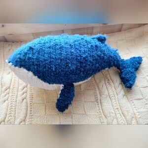 Crochet Realistic Blue Humpback Whale Handmade Weighted Wool and Acrylic Yarn